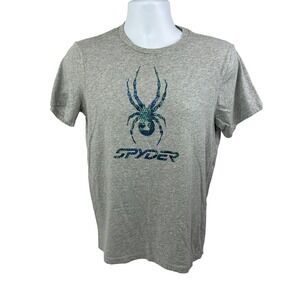Spyder Shirt Adult Size Small Gray Graphic Big Logo T-Shirt 100% Cotton